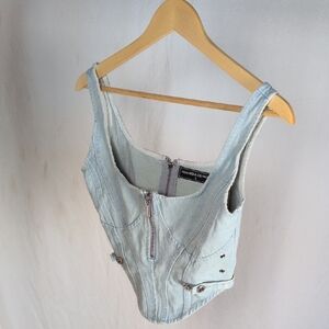 Light Blue Denim Corset Top